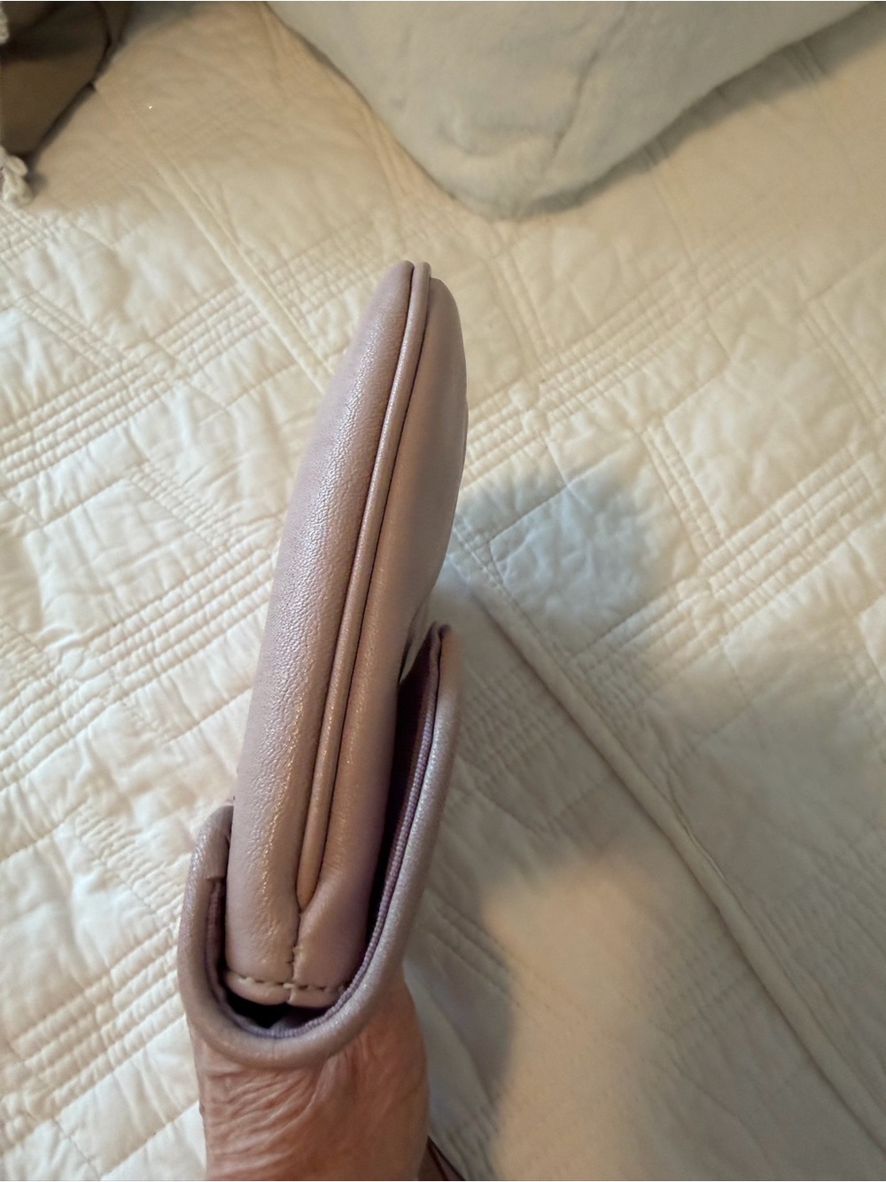 Coach Ashley Blush Pink Leather Pleated Fold-Over Clutch/Wristlet 9x6 - Picture 8 of 9